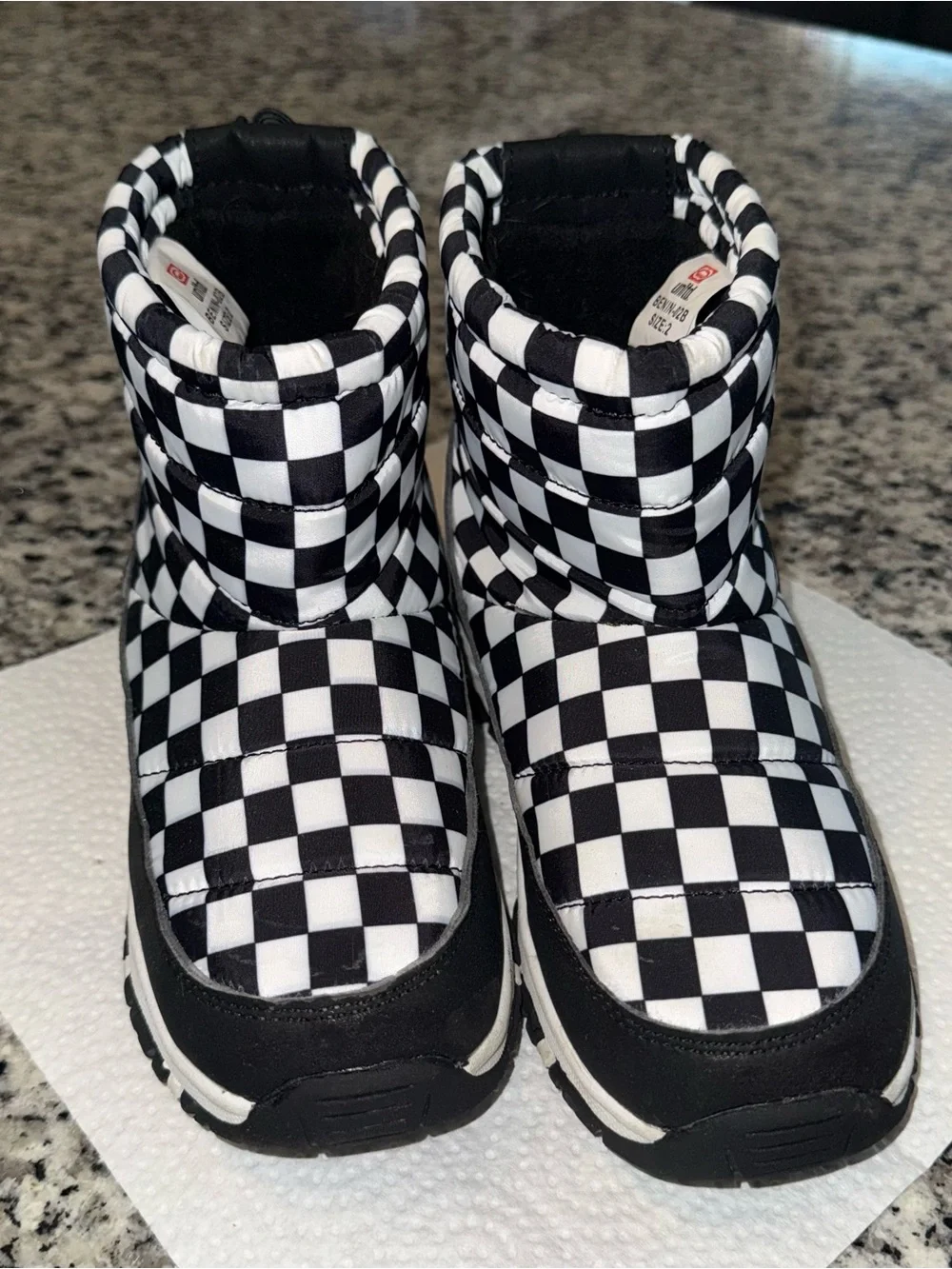 Unltd Black & White Checker Snow Boots for Kids